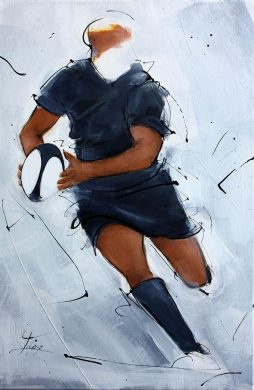 Art painting sport rugby : All black passing the ball at Eden Park (auckland - New zealand)