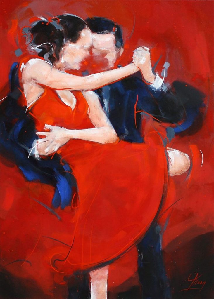 art peinture tableau Dance Tango argentin : la sensualité de ce couple de danseurs de tango enlacé
