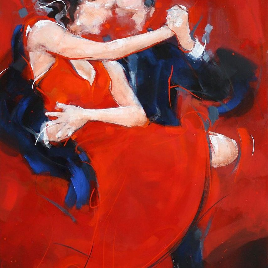 art painting painting Dance Argentine tango: the sensuality of this couple of tango dancers