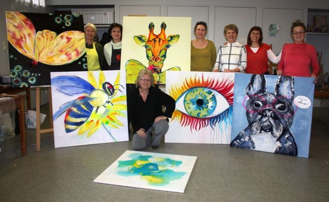 art stage peinture grand format POPART : les tableaux du stage - Champeix - Puy-de-dôme - Auvergne Rhône Alpes