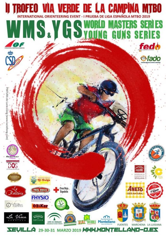 art sport mtbo vtt orientation : affiche réalisée à partir de la peinture vtt par Lucie LLONG artiste peintre du mouvement