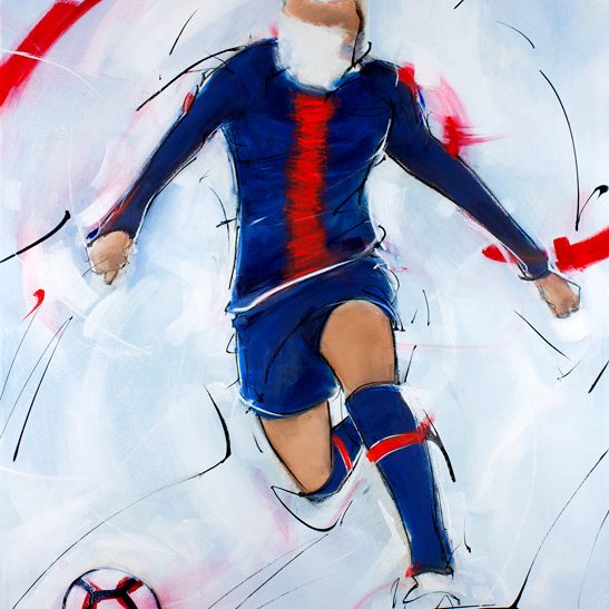 Peinture football : tableau de Killan Mbappé lors du match du PSG
