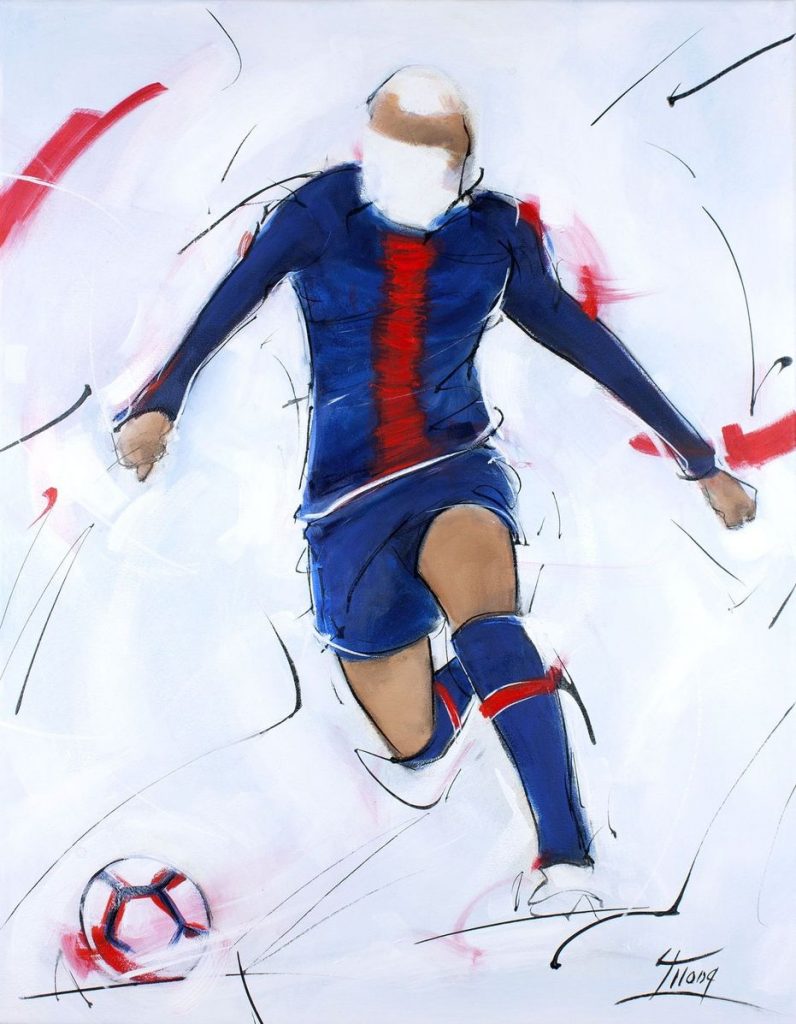 Football painting : killian Mbappé run for a goal