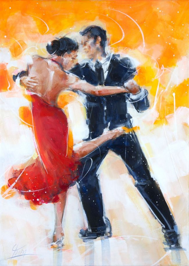art painting tango dance : couple of tango dancers