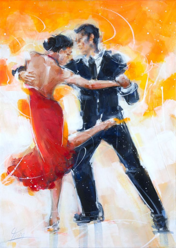 art peinture tableau danse tango : couple de danseurs de tango