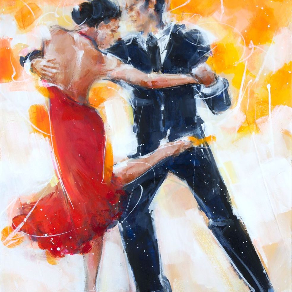 art painting tango dance : couple of tango dancers