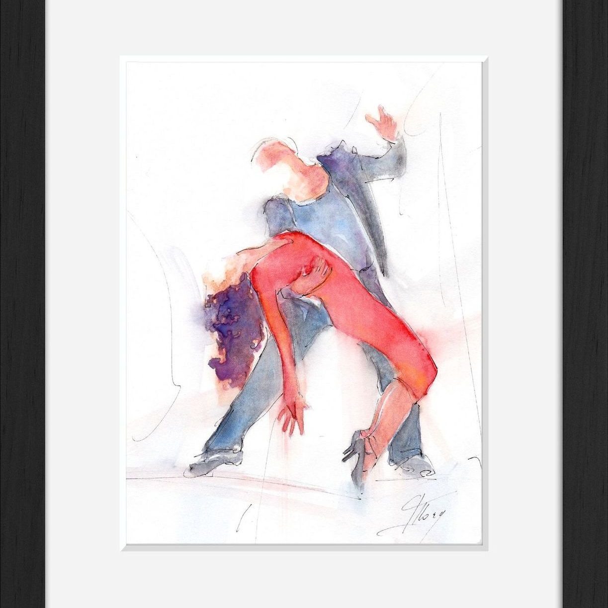 Peinture aquarelle danse tango : l'art en mouvement de Lucie LLONG