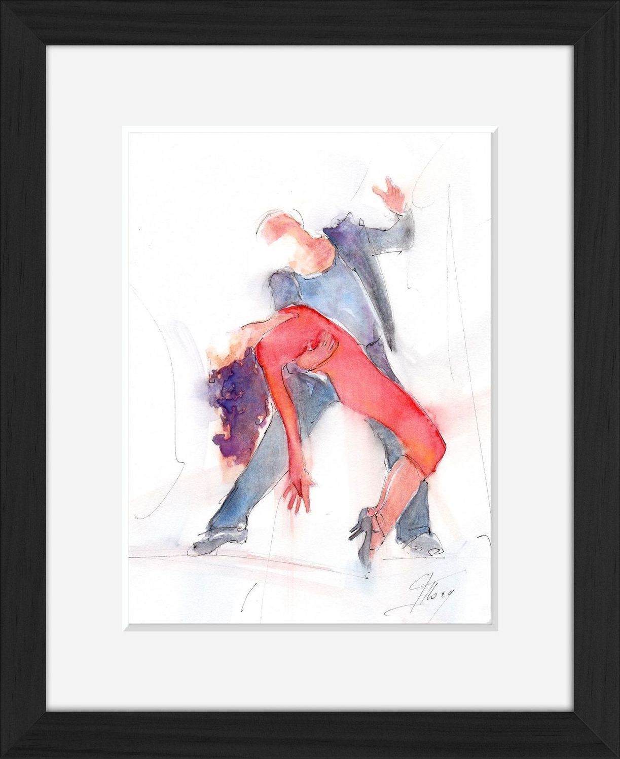 Modern dance watercolor painting - Lucie LLONG, artist of movement