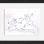sport and fencing watercolor painting - Lucie LLONG, artist of movement