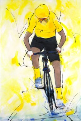 Tour de France : Échappée du maillot jaune en peinture