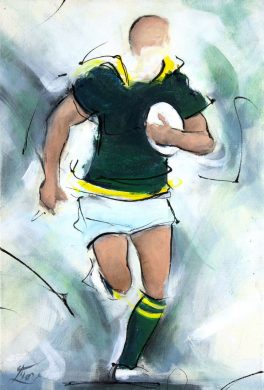 Rugby world cup painting | Sport artwork | south african springboks playing a game by Lucie LLONG, sports artist