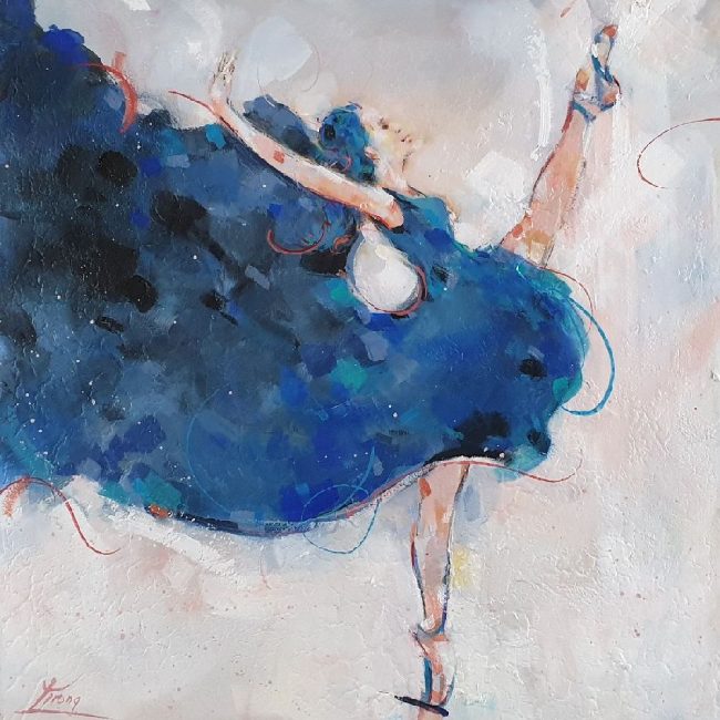 Art painting of a ballet dancer - painting on canvas - Lucie Llong, artist of movement