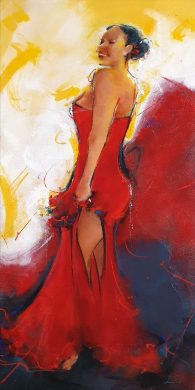 Art painting flamenco dance - Duende Flamenco - painting by Lucie LLONG artist of movement
