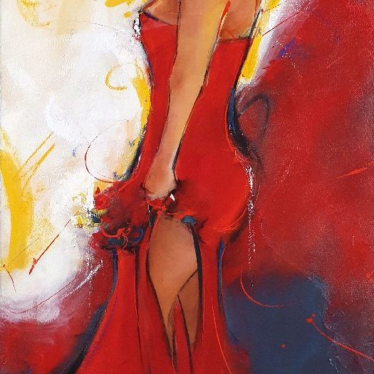 Art painting flamenco dance - Duende Flamenco - painting by Lucie LLONG artist of movement