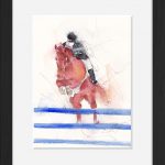 Equitation : peinture à l’aquarelle d'un concours de CSO