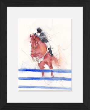 Equitation : peinture à l’aquarelle d'un concours de CSO