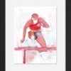 Athlétisme : Peinture à l'aquarelle d'une course de saut de haies