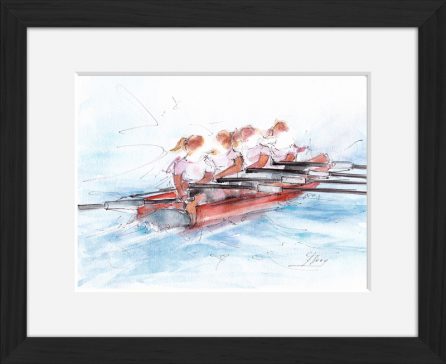 Aquarelle sport | Peinture de sport | Aviron féminin