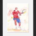 Tennis : peinture à l'aquarelle encadrée de tennis