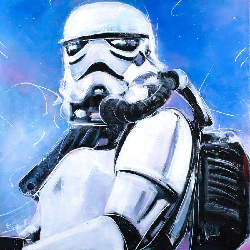 Peinture Starwars : Un Storm trooper en peinture par Lucie LLONG, artiste peintre - Série POP ART