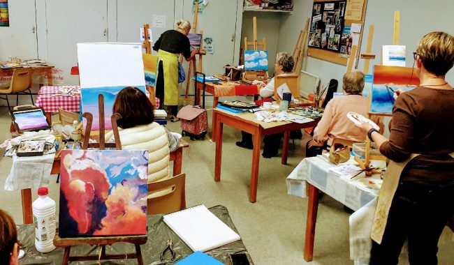 Stage peindre les nuages à l'huile - le stage technique - animé par Lucie LLONG, artiste peintre