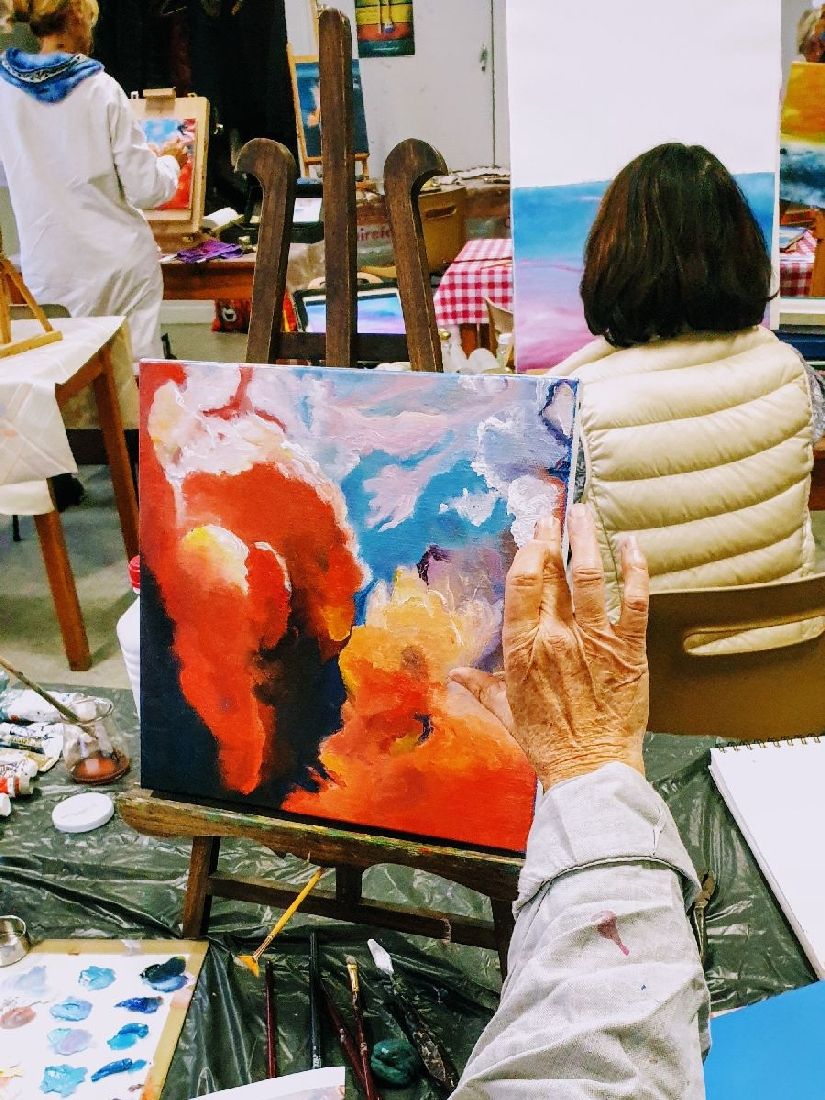 Stage peindre les nuages à l'huile - le stage technique - animé par Lucie LLONG, artiste peintre