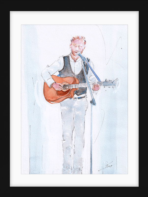 Watercolor living moment | Music Painting | Musician playing guitar | Country Music