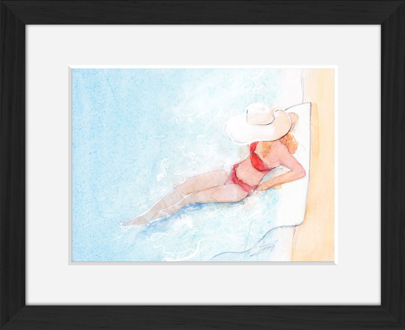 Living moment watercolor painting | by the pool