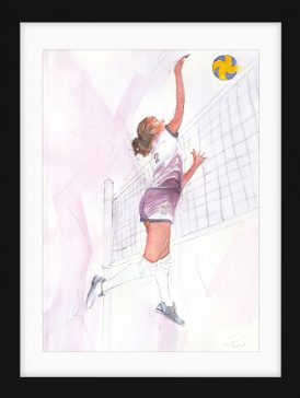 Aquarelle sport | Peinture de sport | Volley-ball féminin