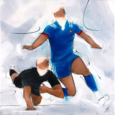 All Blacks rugby painting : All blacks try against France at the Eden Park - Lucie LLONG, artist of movement and sport