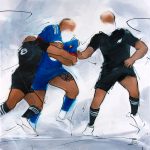 Peinture de rugby : les all blacks rencontrent le XV de France par Lucie LLONG, artiste peintre du mouvement et du sport