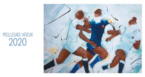 Fondation FERRASSE : La fondation présente ses vœux à tous ses généreux donateurs en peinture - Rugby féminin - Le crunch par Lucie LLONG