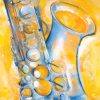 music painting art: the vitality of the saxophone - musical instrument - the wings - Lucie LLONG