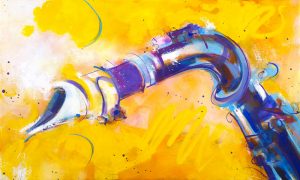 music painting art: the vitality of the saxophone - musical instrument - the wings - Lucie LLONG