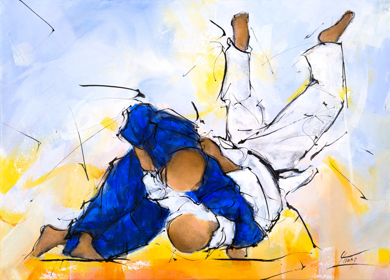 Sports Painting Judo lucie LLONG, artist of the movement