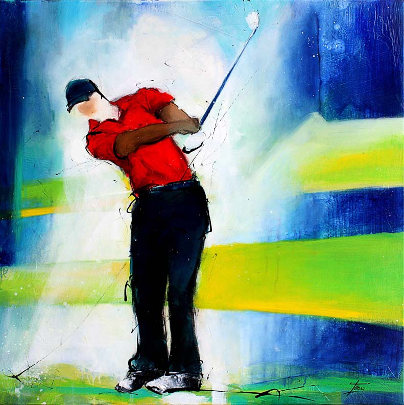 Art - peinture de sport - Golf - Ressenti le green