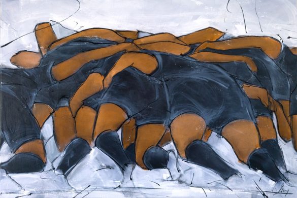 Sports painting - art : rugby painting - All blacks scrum