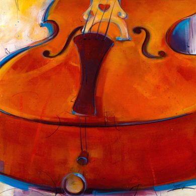Music painting | musical instrument | cello painting by Lucie LLONG, artist