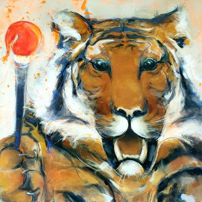 Peinture POPART : le tigre artiste par Lucie LLONG