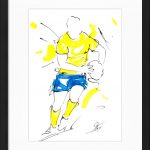 art peinture sport rugby ASM : peinture à l'encre d'un joueur de l'ASM Clermont Auvergne