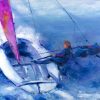 art peinture sport voile: compétition de dériveur sur un voilier de régate