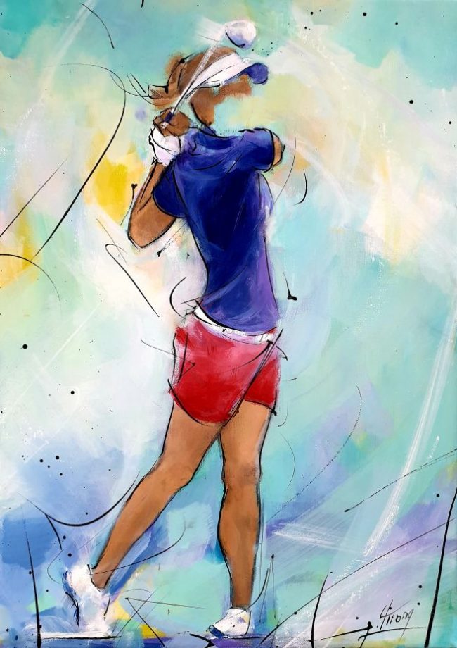 Art - peinture de sport - Golf - Le défi