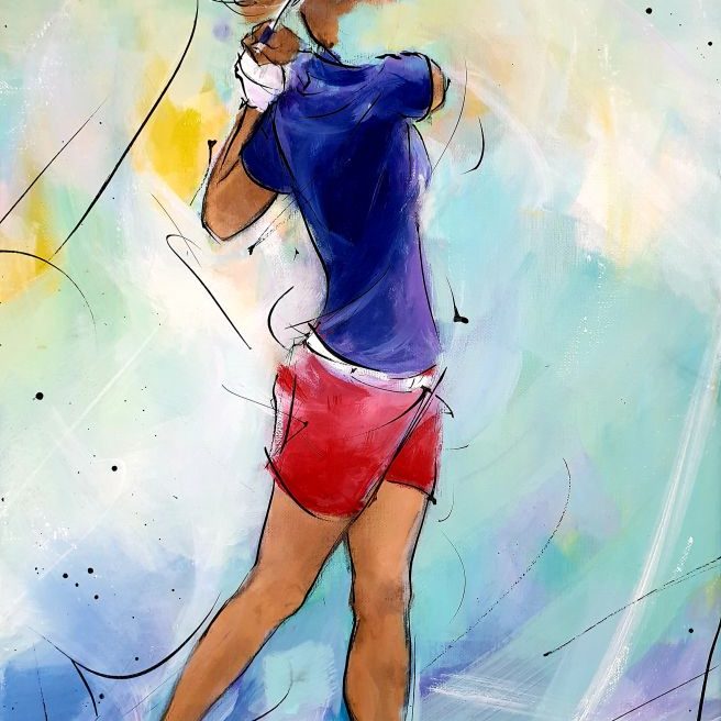 Art - peinture de sport - Golf - Le défi