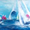 art peinture sport voile: compétition de voiliers de régate