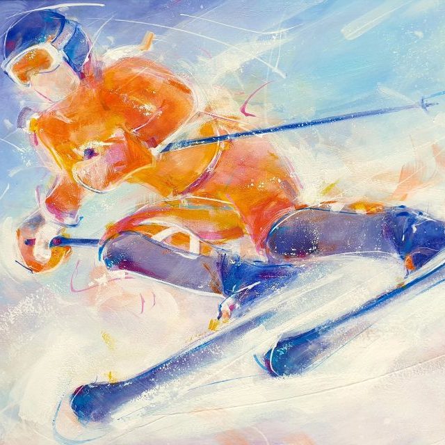art painting sport ski: super G competition