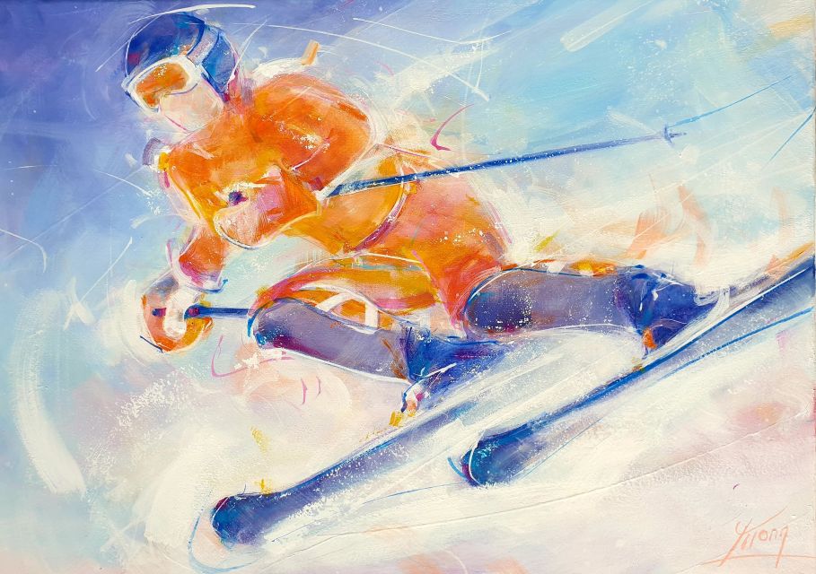 art peinture sport ski : compétition de super G