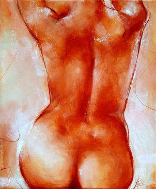 Peinture | tableau de nu | dessin à la sanguine | Rondeurs et beauté féminines