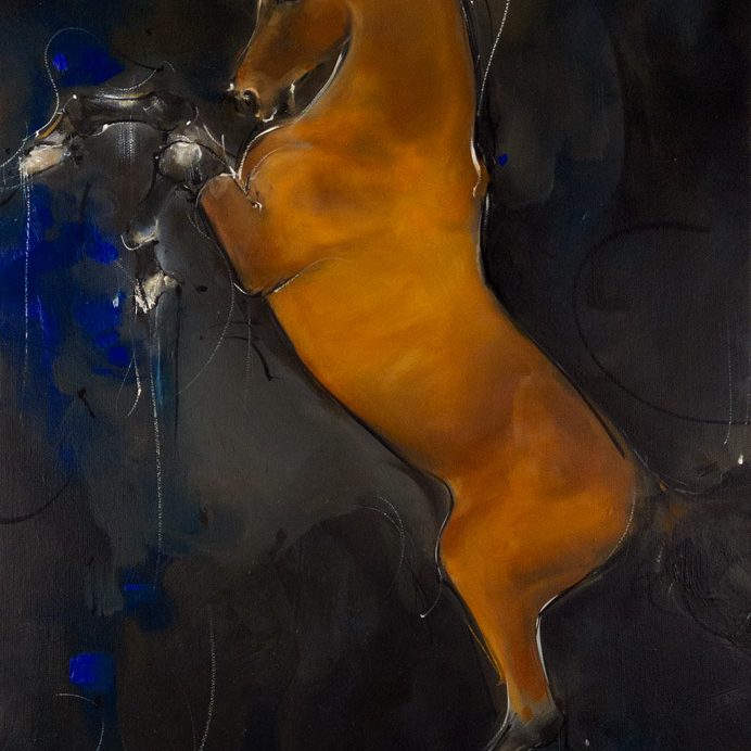 Cheval en peinture - Tableau d'un cheval alezan apr Lucie LLONG