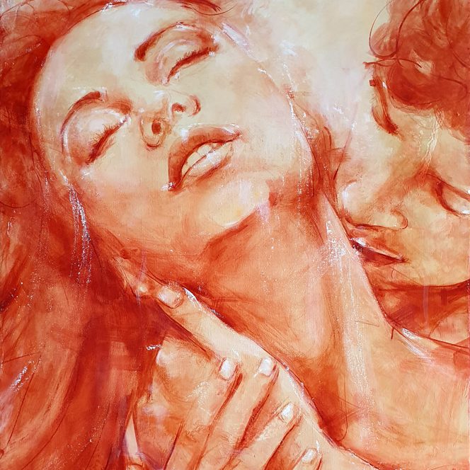 Peinture | love | tableau sur l'amour | peinture à la sanguine | couple