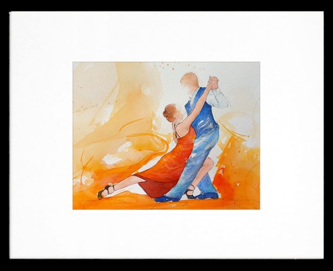 Tableau de danse latine | Tango | Peinture à l'aquarelle
